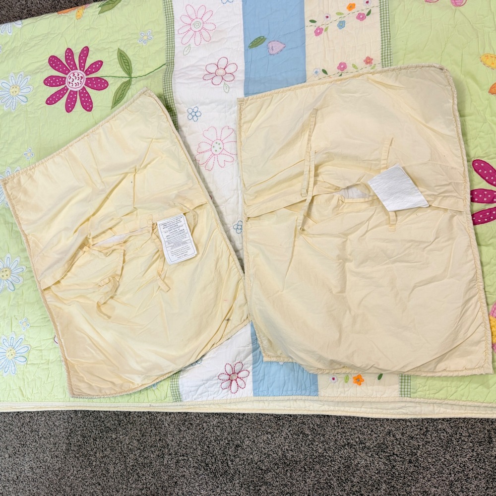 Pottery Barn Kids Floral Daisy Garden Quilt Comforter 2 Shams Full Queen 86 x 86 - Picture 5 of 11